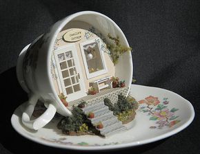 Teacup Crafts, Tea Diy, Fairy Crafts, Cup Crafts, Fairy Garden Houses, Miniature Rooms, Diy Fairy, Fairy Doors, Fairy Garden Diy