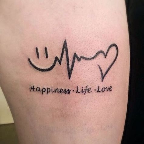 Happiness Tattoo. Quotes Tattoo Ideas, Atheist Tattoo, Chest Tattoo Quotes, Lifeline Tattoos, Happiness Tattoo, Quote Tattoos Girls, Tattoo Quotes About Life, Tato Henna, Foot Tattoos For Women