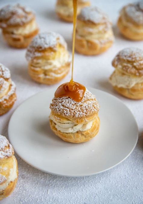 Craquelin Choux Buns with Apple Compote - Bakes by Brown Sugar Whipped Mascarpone, Curd Tart, Apple Compote, Mascarpone Filling, Choux Buns, Marshmallow Cookies, Chocolate Covered Marshmallows, Apple Cider Caramels, Wedding Brunch