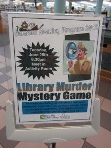 Getting a Clue at the Library. Love the murder mystery idea! Library Programs For Adults, Library Program Ideas, Passive Programming Library, Spy Camp, Public Library Programs, Passive Programs, Library Games, Library Programming, Teen Library