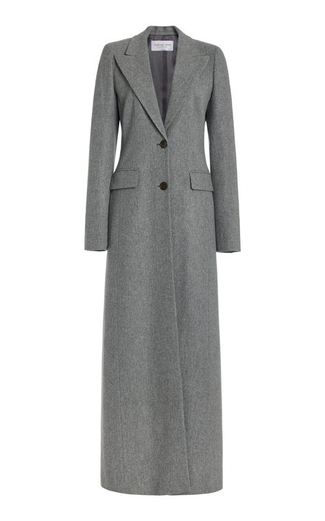 Michael Kors Collection - Women's Georgina Wool Coat - Grey - US 14 - Only At Moda Operandi Gray Overcoat Outfit Women, Long Coats For Women Classy, Overcoat Outfit Women, Lana Fashion, Overcoat Outfit, Long Coats For Women, Long Tweed Coat, Street Mode, Long Coats