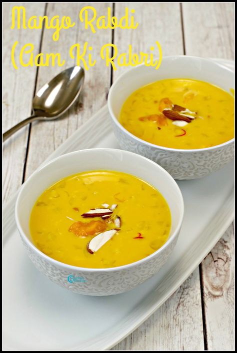 Mango Rabdi Recipe, Rabri Recipe, Rabdi Recipe, Indian Recipes Authentic, Indian Dessert, Indian Recipe, Mango Puree, Indian Dessert Recipes, Asian Fusion