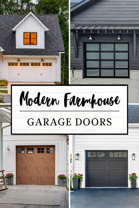 Dreaming of a modern farmhouse style for your garage? Whether you love the rustic charm of wood or the sleek look of aluminum and glass, there’s a perfect door for you. Read our blog to learn what exactly is a modern farmhouse and what design elements do you have to keep in mind when selecting a modern farmhouse garage door: https://bit.ly/4bEtFHN   📸: Andy Frame 📸: New Horizon Media Group | @modernfarmhouse_ohio 📸 Andy Frame 📸: @homeonanashvillehill  #ClopayGarageDoors #GarageGoals Garage Door Contemporary, Clopay Garage Doors Gallery, Garage Door Colors With White House, Modern Farmhouse Garage Door, Garage Doors Farmhouse, Modern Farmhouse Garage Doors, Farmhouse Garage Door, Farmhouse Garage Doors, Big Garage Doors