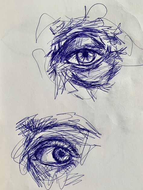 Pen Eyes Drawing, Ballpoint Pen Eye Drawing, Pen Scetches Notebook, Drawing With Ballpoint Pen, Quick Pen Sketches, Ballpoint Pen Drawing Sketches, Drawing Pen Sketches, Eye Pen Drawing, Sketch Ballpen