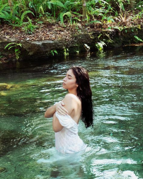 when the inspo is: dreamy river fairy Thank u to my pretty model 🤍 @tayloryorktamayo #ethereal #dreamy #waterphotography #photographer Night Water Photoshoot, Ethereal Photoshoot Fairytale, Dress In Water Photoshoot, Dreamy Poses, River Photoshoot Ideas, Ethereal Elopement, River Fairy, Bday Poses, Ethereal Photoshoot