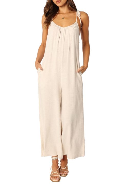 2025 Outfits, Fashion Show Poster, Summer 2025, Cotton Jumpsuit, Linen Jumpsuit, Europe Summer, Wide Legs, Oatmeal, Fashion Show