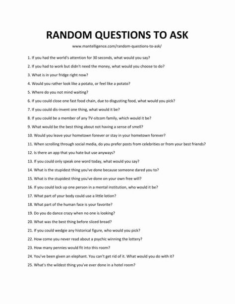 99 Random Questions to Ask - Fun and unexpected questions. Random Questions To Ask, Questions To Ask People, Tenk Positivt, Deep Conversation Topics, Conversation Starter Questions, Questions To Get To Know Someone, Random Questions, Conversation Questions, Deep Questions To Ask