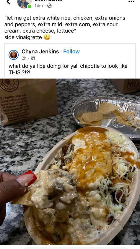 Fast Food Order Ideas, Chipotle Orders Ideas, Stuff To Cook For Dinner, Food Recipes To Make At Home, What To Order At Chipotle, Chipotle Bowls Recipe, Best Chipotle Order, Chipotle Recipes Bowl, Fast Food Outfits