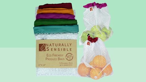 These Reusable Bags Will Keep Your Produce Fresher for Longer | Better Homes & Gardens Best Reusable Grocery Bags, Small Farms, Reusable Produce Bags, Produce Bags, Green Blue Purple, Reusable Shopping Bags, Reusable Grocery Bags, Reusable Straw, Mesh Design