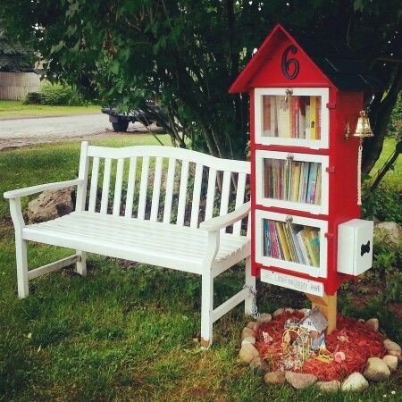 Build a little free library in your community. it's a great way to promote literacy. Little Free Library Plans, Tiny Library, Street Library, Library Plan, Library Inspiration, Lending Library, Mini Library, Community Library, Little Library