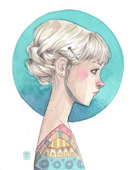 Character Design Girl, Portrait Illustration, Fanarts Anime, Interesting Art, Painting Inspiration, Art Sketches, Painting & Drawing, Art Girl, Watercolor Art