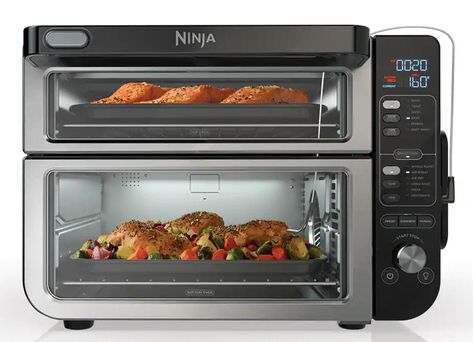 Have you checked out the lastest Ninja Dual Oven Air Fryer DCT451. Not only is it a great air fryer but the top oven is a rapid baking and tosting machine. #ad. Ninja Oven, Oven Air Fryer, Dual Oven, Best Smart Home, Air Fry, Double Oven, New Release, Camper Van, Air Fryer