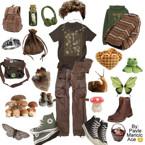 Goblincore Outfit Nature Aesthetic Clothes Male, Men’s Fairycore, Forest Core Outfits Men, Goblincore Boy, Masculine Cottagecore Outfits, Goblin Core Outfit, Goblincore Fashion, Grunge Fits, Goblincore Aesthetic