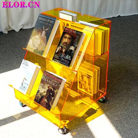 Neon Bookshelf, Acrylic Book Stand, Acrylic Stand Display, Transparent Bookshelf, Magazine Bookshelf, Books On Floor, Movable Bookshelf, Acrylic Book Shelf, Cool Bookshelf