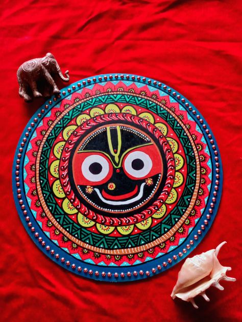 Lord Jagganath Mandala Art, Jagganath Lord Painting On Canvas, Mandala Art Jagannath, Lord Jagannath Lippan Art, Jagannath Patachitra, Round Mdf Board Art, Jagannath Ji Painting, Jagannath Ji Drawing, Jagannath Craft