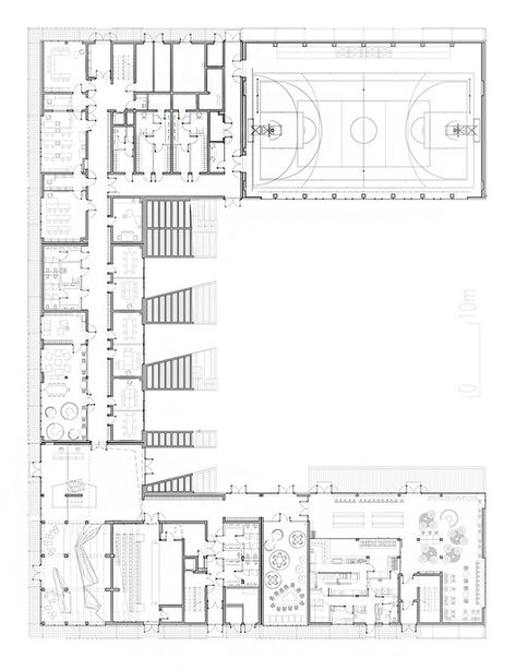 Gallery of School Architecture: Examples in Plan and Section - 150 Middle School Floor Plan, University Floor Plan Architecture, Classroom Plan Architecture, School Design Plan, School Concept Architecture Ideas, High School Floor Plan, Primary School Plan, School Layout Plan, School Architecture Design Concept