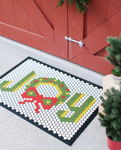 Letterfolk Christmas, Letterfolk Christmas Mat, Christmas Letterfolk Mat, Letterfolk Tile Mat Ideas Christmas, Christmas Tile Mat, Tile Mat Designs, Letterfolk Mat, Letter Folk, Tile Mat