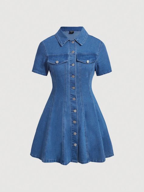 Short Denim Dress Outfit, Denim Dresses For Women, Jeans Gown, Jeans Dresses For Women, Short Denim Dress, Casual Denim Dress, Vestidos Jeans, Short Casual Dress, Modest Casual Outfits