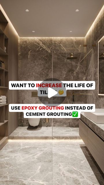 Epoxy Bathroom Floor, Epoxy Tiles, Resin Interior, Epoxy Grout, Interior Tips, Large Format Tile, Bathroom Design Inspiration, Tiles Design, Epoxy Floor