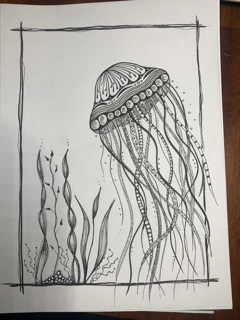 Jelly Fishes, Fish Doodle, Easy Zentangle, Jelly Fish, Art References, Art Class, Creature Art, Jellyfish, Art Classes