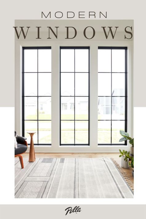 New Windows And Doors, Minimalist Window Design, Modern Glass Window Design, Black Modern Windows Exterior, Contemporary Windows Exterior, Long Narrow Windows Vertical, Modern French Windows, Long Windows Front Of House, Modern House Windows Exterior