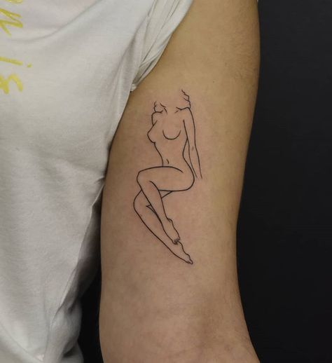 Pin Up Girl Tattoo, Silhouette Tattoos, Inspiration Tattoos, Tattoos Geometric, Tattoo Women, Pin Up Tattoos, Small Tattoos For Guys, Line Art Tattoos, Line Work Tattoo