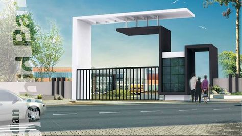 Compound Wall Designs, Compound Wall Gate, Compound Wall Gate Design, Entrance Arch Design, Entrance Gate Design, House Compound, Wall Gate, Entrance Arch, Compound Wall Design