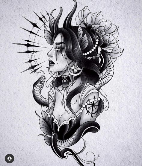 Tattoo Ideas Drawings, Girl Face Tattoo, Geisha Tattoo, Wicked Tattoos, Medusa Tattoo, Gothic Tattoo, Traditional Tattoo Design, Dark Art Tattoo, Japanese Tattoo Designs