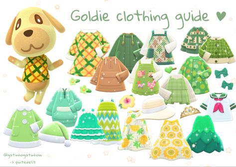 Acnh Ozzie Gift Guide, Goldie Acnh Gift Guide, Acnh Clothes For Villagers, Acnh Goldie Gift Guide, Acnh Villager Outfits, Goldie Acnh, Goldie Animal Crossing, Villagers Acnh, Mummy Outfit