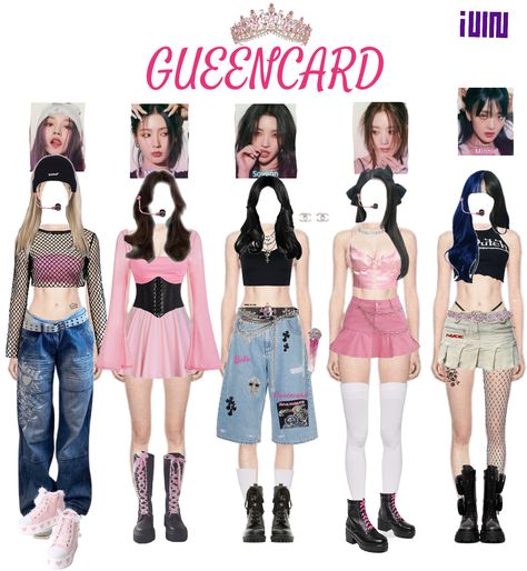 Gidle- Gueencard stage outfit outfit ideas | gidle Gueencard stage inspo Gidle Concert Outfit Ideas, Gidle Concert Outfit, Gidle Outfits Inspired, Gidle Outfit, Gidle Concert, Diamond Choker Set, Crazy Birthday, Cc Earrings, Designing Clothes