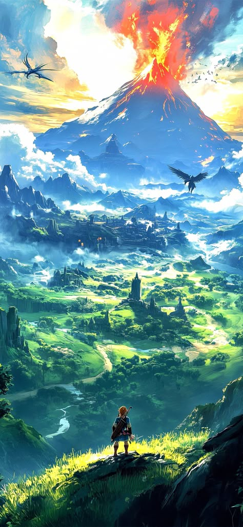 Legend Of Zelda Botw Wallpaper, Zelda Wallpaper Phone, The Legend Of Zelda Wallpaper Iphone, Legend Of Zelda Landscape, Legend Of Zelda Wallpaper Aesthetic, Zelda Lockscreen, Legend Of Zelda Background, Breath Of The Wild Landscape, Zelda Phone Wallpaper