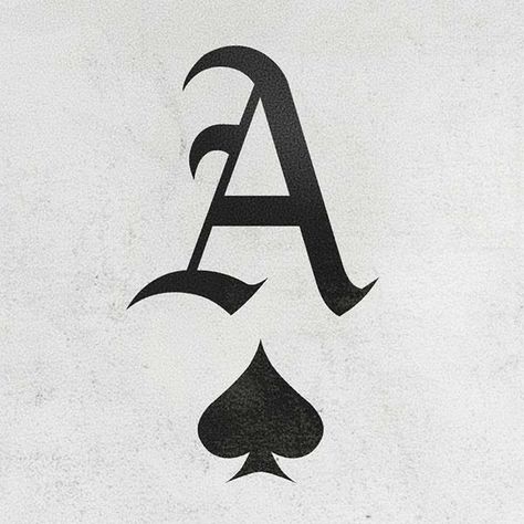 Card Drawings Ace, Ace Symbol Tattoo, A Spade Tattoo, A Of Spades Tattoo, Ace Card Art, Ace Of Spades Design, 90s Style Tattoos, A Tatoos, Ace Of Spades Card Tattoo