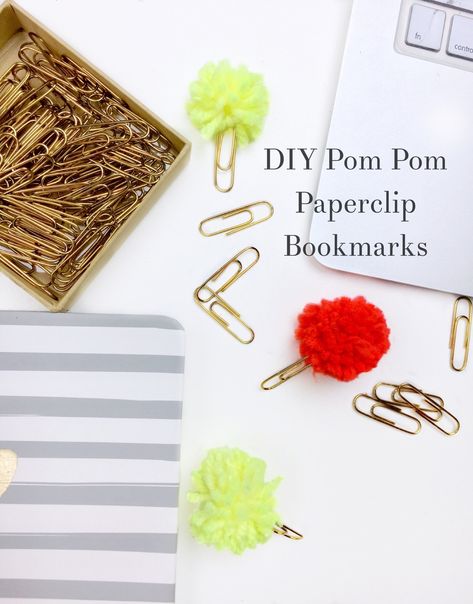 DIY Pom Pom Paperclip Bookmarks - Cassie Scroggins Pom Pom Bookmark, Free Printable Cleaning Schedule, Free Printable Cleaning, Podcast Website, Paperclip Bookmarks, Mom Crafts, Diy Pom Poms, Tassel Bookmark, Mom Planner