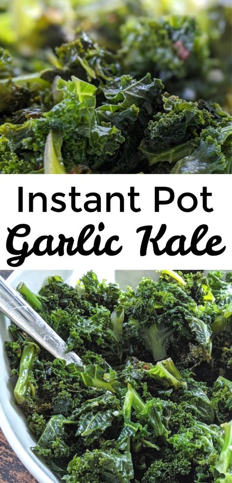 This is a delicious and easy Instant Pot Kale recipe. It features garlic and red pepper flakes. It is an easy Instant Pot side dish, and it's a great way to steam kale. Steamed Kale Recipes, Instapot Vegetables, Instant Pot Kale, Cooked Kale, Steamed Kale, Keto Vegetables, Recipe Inspirations, Food Savory, Kale Recipe