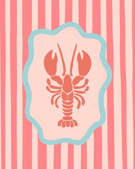 The world is your lobster!!! 🦞 (and your oyster) #lobster #theworldisyouroyster #seafoodprint #shellfish Oyster Illustration, Layered Watercolor, Sol Logo, Shuffle Cutouts, Lobster Party, Linen Board, Ads Inspiration, Writing Paper Printable, Maximalist Wall