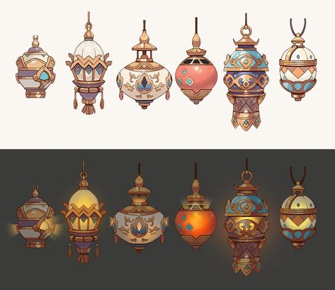 ArtStation - lanterns design Lantern Drawing, 3d Karakter, Props Concept, Infinity Design, Object Drawing, Game Props, Lantern Design, Architecture Drawing Art, 다크 판타지