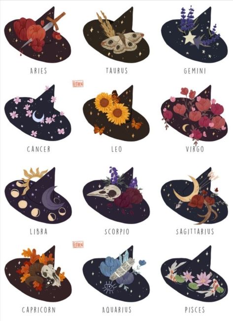 Witch Items Drawing, Persona Inspiration, Witch Hat Drawing, Zodiac Witch, Cute Witch Hat, Commission Ideas, Lunar Witch, Witch Drawing, Autumn Witch