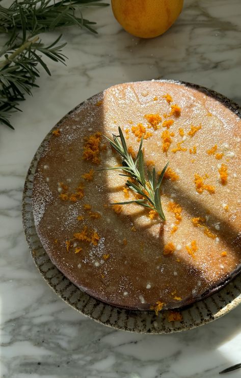 Recipe: Rosemary Olive Oil Orange Cake — Megan Karp Cranberry Orange Olive Oil Cake, Orange Rosemary Olive Oil Cake, Olive Oil Cake Aesthetic, Orange Rosemary Cake, Cardamom Cake Recipe, Rosemary Dessert, Orange Marble Cake, Rosemary Olive Oil Cake, Orange Pastry