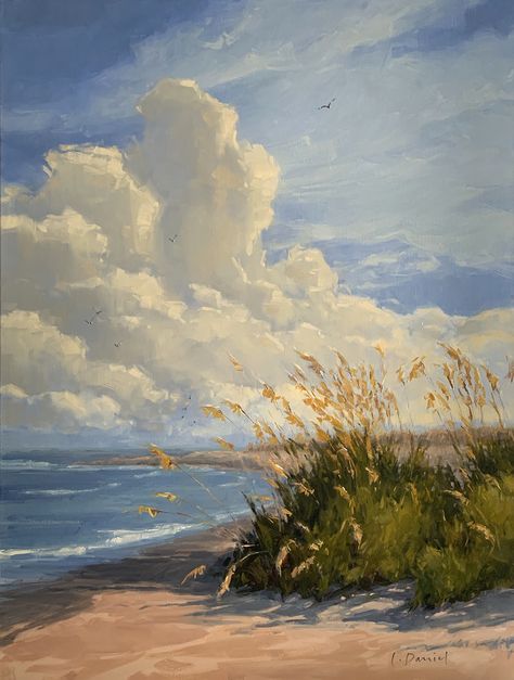 Farm Wall Art, Austin Art, It Friday, Ocean Landscape, Landscape Art Painting, Art Degree, Cloud Painting, Coastal Landscape, Beach Painting