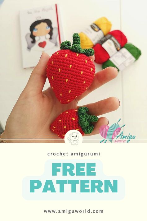 Mini Strawberry Crochet Pattern Free, Crochet Strawberry Plush Pattern Free, Crochet Strawberries Pattern Free, Crochet Strawberry Garland Pattern Free, Big Strawberry Crochet Pattern, Fruits Crochet Pattern Free, Crochet Strawberry Amigurumi Free Pattern, Crochet Cherry Free Pattern, Free Crochet Pattern Strawberry