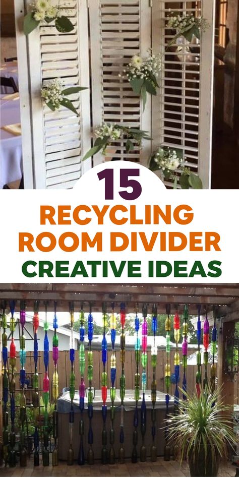 Discover innovative ways to separate your space sustainably with these upcycling room divider concepts, perfect for enhancing both style and functionality in your living area. Revamp old doors by painting them with lively hues and installing hinges to form a distinctive folding screen. Utilize repurposed wooden pallets to construct a charming and eco-conscious room partition integrated with shelves for showcasing plants or books. Shelves For Plants, Diy Entry Table, Creative Room Dividers, Pallet Room, Jungle Theme Decorations, Salvaged Windows, Macrame Room Divider, Room Divider Ideas, Diy Headboard Upholstered