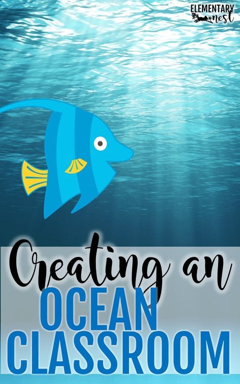 Ocean Decor Ideas, Ocean Bulletin Board, Ocean Classroom Decor, Fish Decorations, Beach Theme Classroom, Ocean Theme Preschool, Ocean Classroom, Under The Sea Decorations, Wall Aquarium