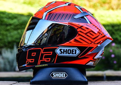 Red And Black Motorcycle, Custom Helmet Design, F1 Helmet, Shoei Helmets, Black Motorcycle Boots, Red Helmet, Motorcycle Race Suit, Helmet Designs, Custom Motorcycle Helmets