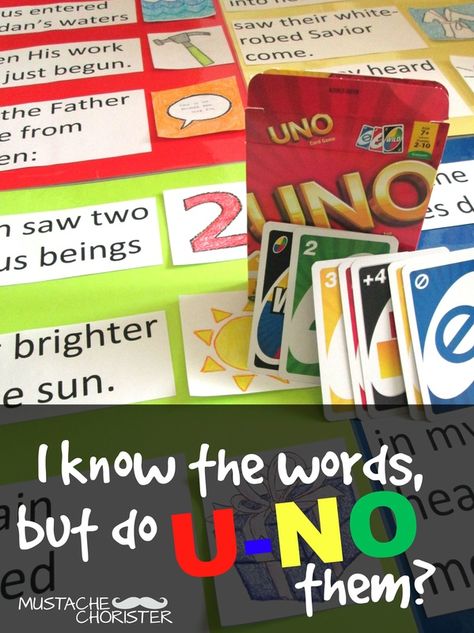 Uno Singing Time Review for LDS Primary Chorister January Singing Time Ideas, Love One Another Singing Time, I Will Be What I Believe Singing Time, Lds Primary Songs, Lds Music, Lds Primary Singing Time, Primary Games, Primary Presidency, Singing Games