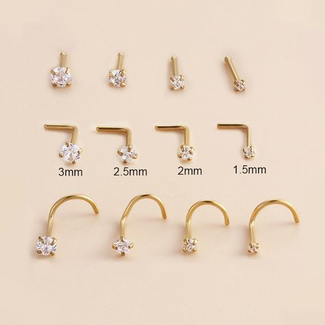 Cute Nose Studs, Tiny Nose Studs, Wide Nose, Nose Piercing Stud, Diamond Nose Stud, Nose Screw, Very Simple Mehndi Designs, Nose Bones, Clean Sterling Silver