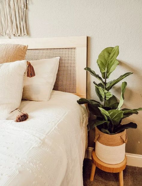 Affordable DIY Cane Headboard - 804 Sycamore | Hometalk Diy Headboard Queen Size, Cane Headboard Bed, Dowel Rod Headboard, Diy Cane Nightstand, Bohemian Headboard Diy, Cute Headboards For Beds, Diy Headboard Boho, Diy Dowel Headboard, Diy Boho Bed Frame