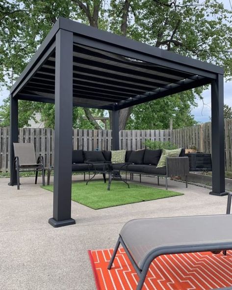 Backyard Discovery Trenton 14x10-foot Modern Steel Pergola - Bed Bath & Beyond - 35172370 Small Black Pergola, Black Pergola Ideas, Metal Pergola Steel, Freestanding Pergola, Pergola With Canopy, Black Pergola, Couches Living, Steel Pergola, Car Port