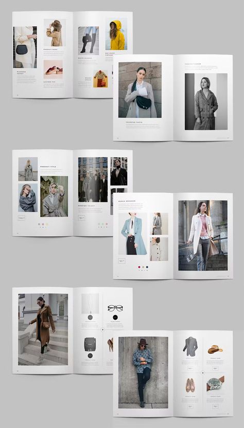 Fashion Catalog Template InDesign INDD & IDML. 38 custom pages. A4, A5 and Letter Size. Fashion Catalogue Design, Catalog Template Design, Creative Catalog Design, Fashion Leaflet, Catalogue Design Templates, Catalog Design Layout, Roman Dress, Catalogue Layout, Catalog Template