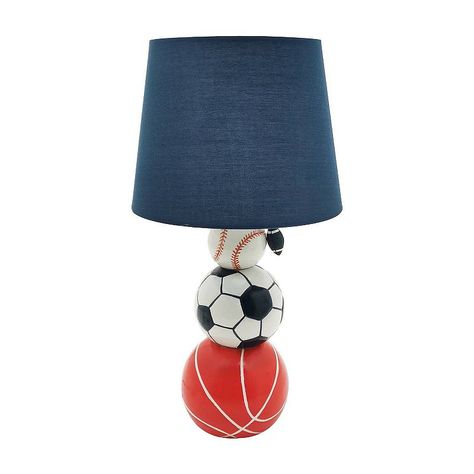 Add this The Big One Kids Sports Table Lamp to your kiddo's room to complete their sports theme style.Click this HOME DECOR & FURNITURE GUIDE to find the perfect fit and more! Add this The Big One Kids Sports Table Lamp to your kiddo's room to complete their sports theme style.Click this HOME DECOR & FURNITURE GUIDE to find the perfect fit and more! FEATURES Soccer, baseball and basketball design For indoor useDETAILS 16 3/4"H x 9"W x 9"D Weight: 2.16 lbs. Ceramic, linen, iron, polyresin Uses on Boys Room Accessories, Safari Sports Nursery, Boys Sport Themed Bedroom, Sports Home Decor, Toddler Boy Baseball Room, Neutral Sports Boys Room, Toddler Boy Sports Room, Sports Toddler Room, Toddler Sports Bedroom