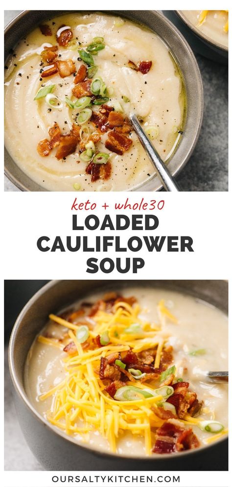 Loaded Cauliflower Soup, Cheesy Cauliflower Soup, Low Carb Soup Recipes, Creamy Cauliflower Soup, Loaded Cauliflower, Cauliflower Soup Recipes, Cheesy Cauliflower, Low Carb Soup, Cauliflower Soup